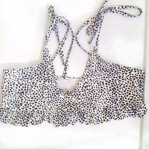 Shein Black and White Ruffle Bikini Bathing Suit Top